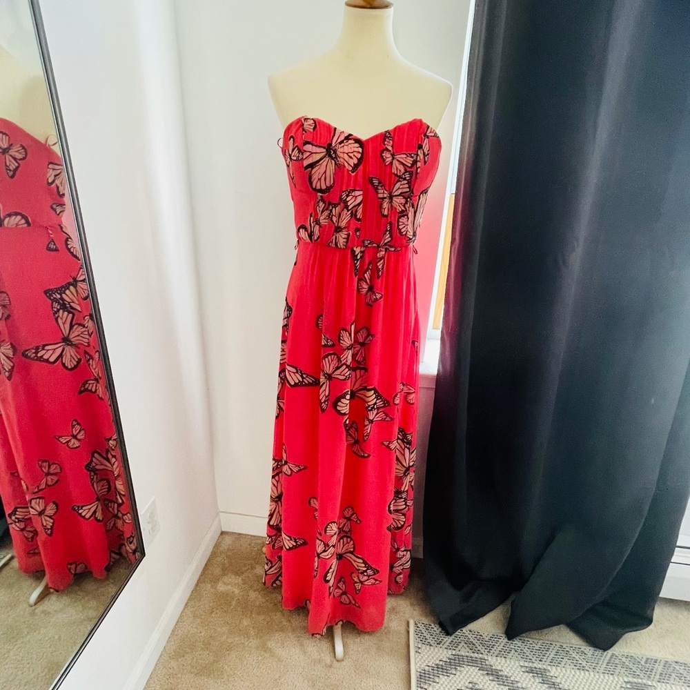 Jane Norman peach Strapless dress